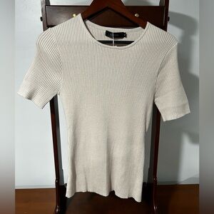 Zesica NWT Cream Ribbed Short Sleeve Top Women’s XL